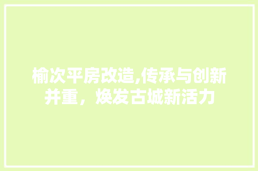 榆次平房改造,传承与创新并重，焕发古城新活力