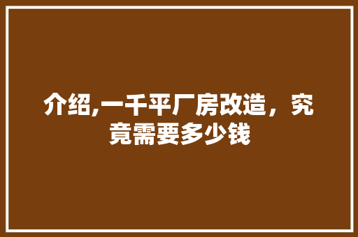 介绍,一千平厂房改造，究竟需要多少钱