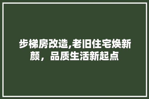 步梯房改造,老旧住宅焕新颜，品质生活新起点