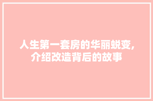 人生第一套房的华丽蜕变,介绍改造背后的故事 建筑设计