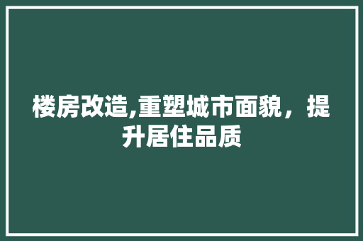 楼房改造,重塑城市面貌，提升居住品质