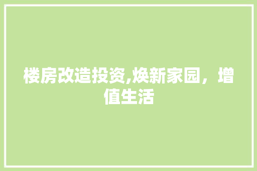 楼房改造投资,焕新家园，增值生活