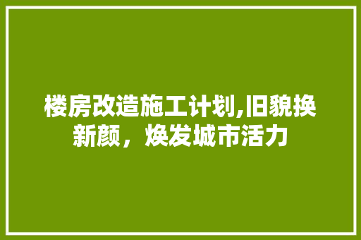 楼房改造施工计划,旧貌换新颜，焕发城市活力