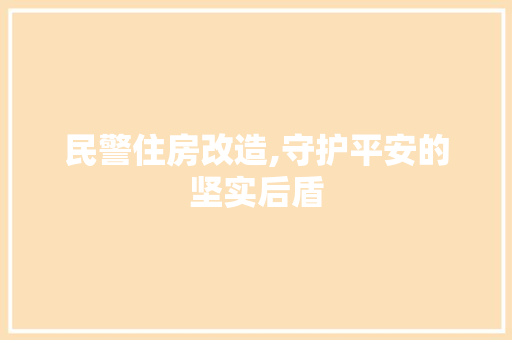 民警住房改造,守护平安的坚实后盾 装修攻略