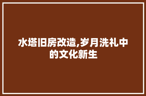 水塔旧房改造,岁月洗礼中的文化新生