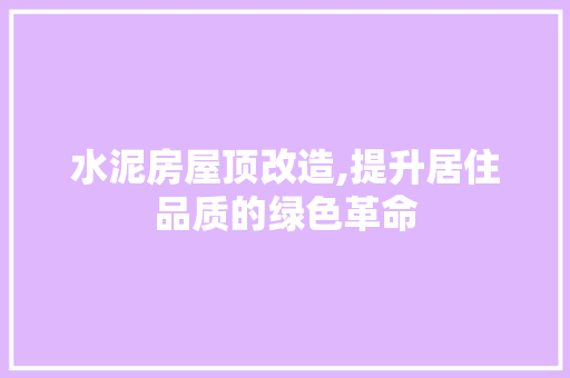 水泥房屋顶改造,提升居住品质的绿色革命