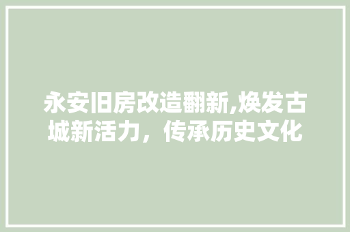 永安旧房改造翻新,焕发古城新活力，传承历史文化 庭院装修