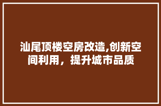 汕尾顶楼空房改造,创新空间利用，提升城市品质