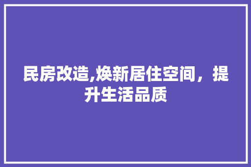 民房改造,焕新居住空间，提升生活品质