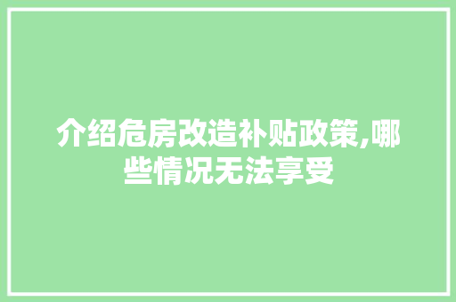 介绍危房改造补贴政策,哪些情况无法享受