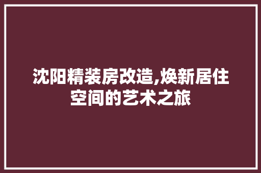 沈阳精装房改造,焕新居住空间的艺术之旅