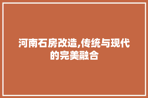 河南石房改造,传统与现代的完美融合