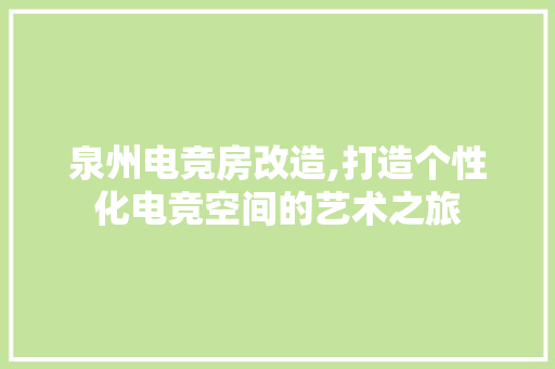 泉州电竞房改造,打造个性化电竞空间的艺术之旅