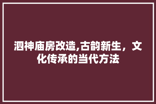 泗神庙房改造,古韵新生，文化传承的当代方法