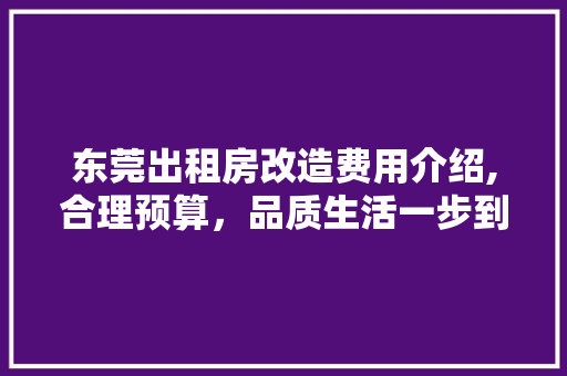 东莞出租房改造费用介绍,合理预算，品质生活一步到位