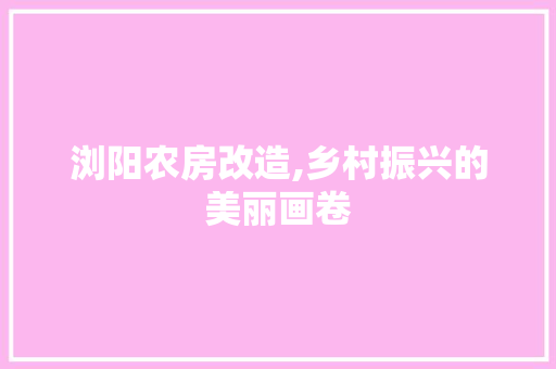 浏阳农房改造,乡村振兴的美丽画卷