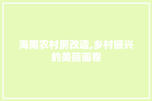 海南农村房改造,乡村振兴的美丽画卷
