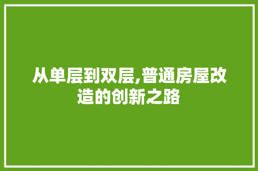 从单层到双层,普通房屋改造的创新之路