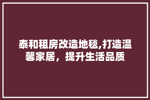 泰和租房改造地毯,打造温馨家居，提升生活品质 建筑设计