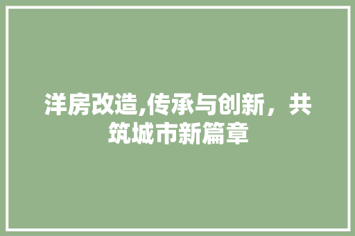 洋房改造,传承与创新，共筑城市新篇章 门窗装修