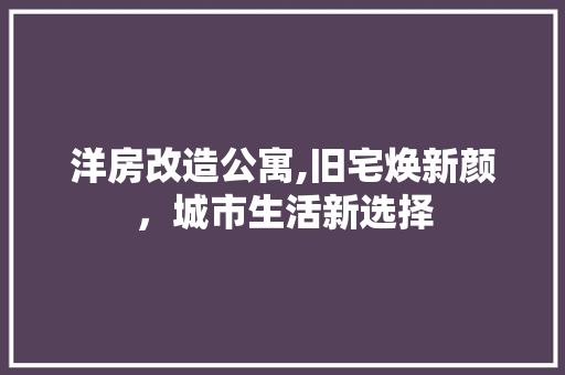 洋房改造公寓,旧宅焕新颜，城市生活新选择