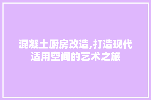 混凝土厨房改造,打造现代适用空间的艺术之旅 景观设计 混凝土厨房改造,打造现代适用空间的艺术之旅 景观设计