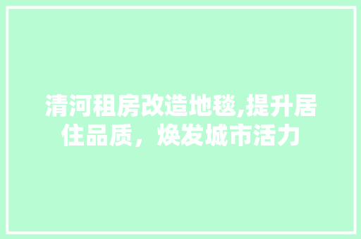 清河租房改造地毯,提升居住品质，焕发城市活力