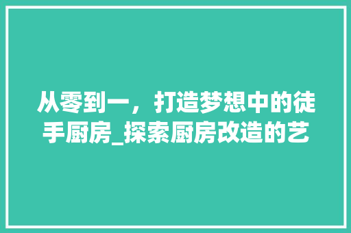 从零到一，打造梦想中的徒手厨房_探索厨房改造的艺术