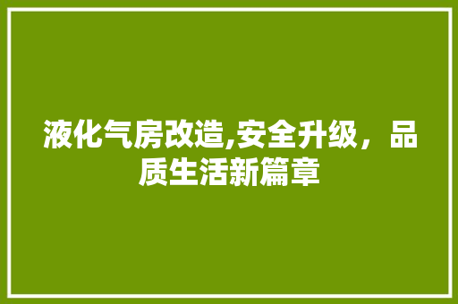 液化气房改造,安全升级，品质生活新篇章