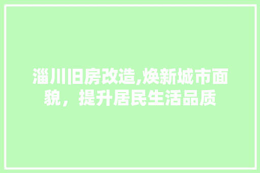 淄川旧房改造,焕新城市面貌，提升居民生活品质
