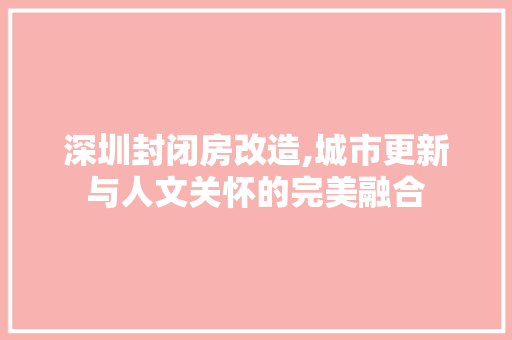 深圳封闭房改造,城市更新与人文关怀的完美融合 地面装修