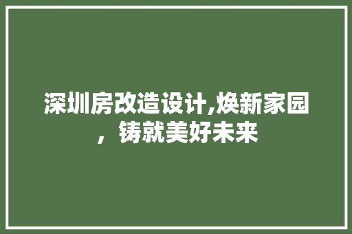 深圳房改造设计,焕新家园，铸就美好未来 地面装修