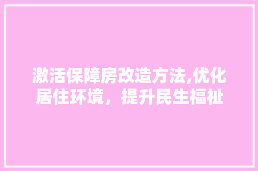 激活保障房改造方法,优化居住环境，提升民生福祉