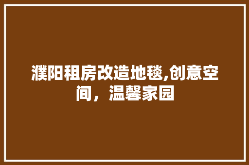 濮阳租房改造地毯,创意空间，温馨家园