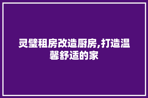 灵璧租房改造厨房,打造温馨舒适的家 地面装修
