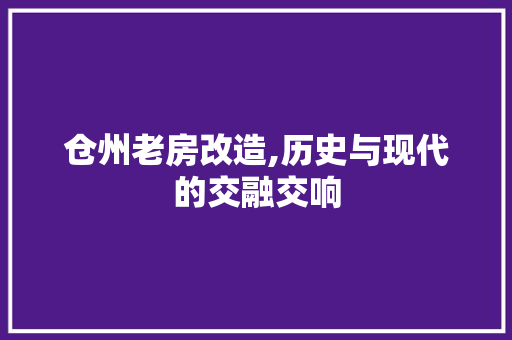 仓州老房改造,历史与现代的交融交响