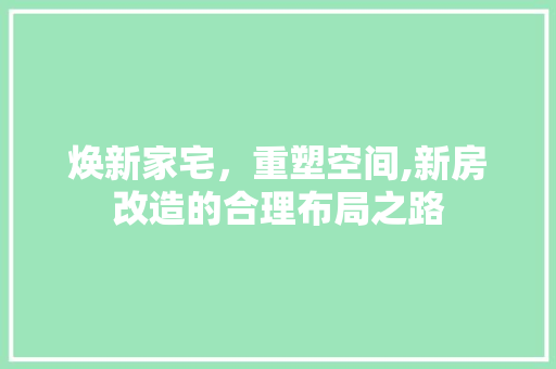 焕新家宅，重塑空间,新房改造的合理布局之路