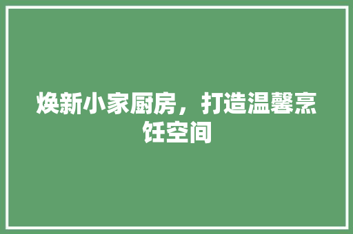 焕新小家厨房，打造温馨烹饪空间