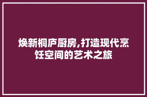 焕新桐庐厨房,打造现代烹饪空间的艺术之旅 门窗装修
