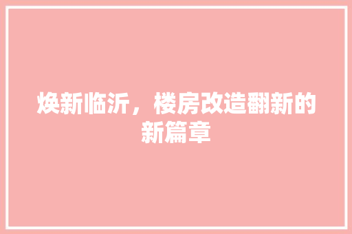 焕新临沂，楼房改造翻新的新篇章 景观设计