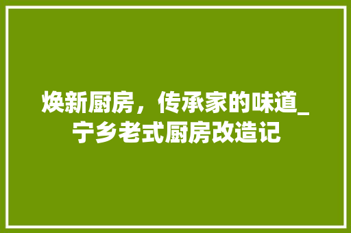 焕新厨房，传承家的味道_宁乡老式厨房改造记