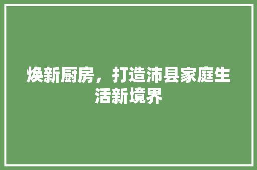 焕新厨房，打造沛县家庭生活新境界