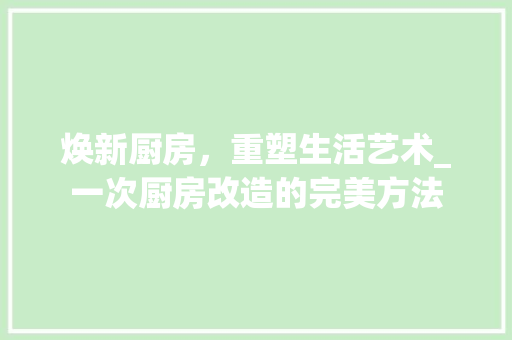 焕新厨房，重塑生活艺术_一次厨房改造的完美方法