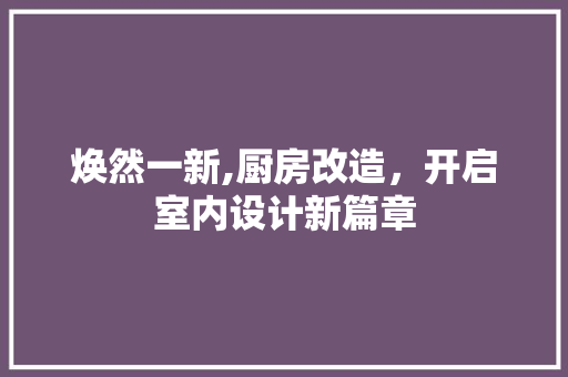 焕然一新,厨房改造，开启室内设计新篇章 景观设计