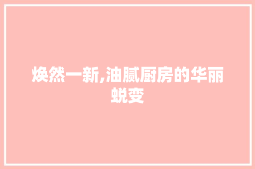焕然一新,油腻厨房的华丽蜕变