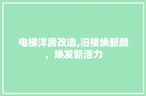 电梯洋房改造,旧楼焕新颜，焕发新活力