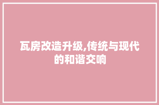 瓦房改造升级,传统与现代的和谐交响 装修材料