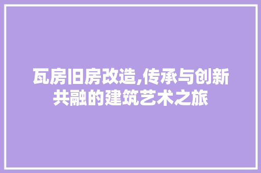 瓦房旧房改造,传承与创新共融的建筑艺术之旅 装修攻略