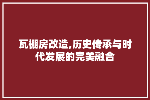 瓦棚房改造,历史传承与时代发展的完美融合