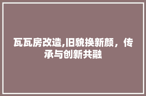 瓦瓦房改造,旧貌换新颜，传承与创新共融
